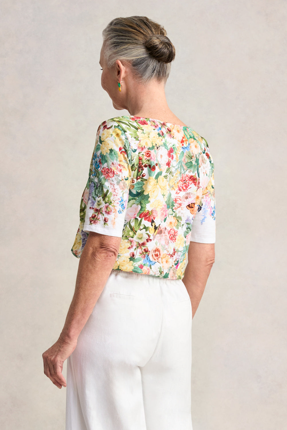 Deep V-Neck T-Shirt - Joie Print