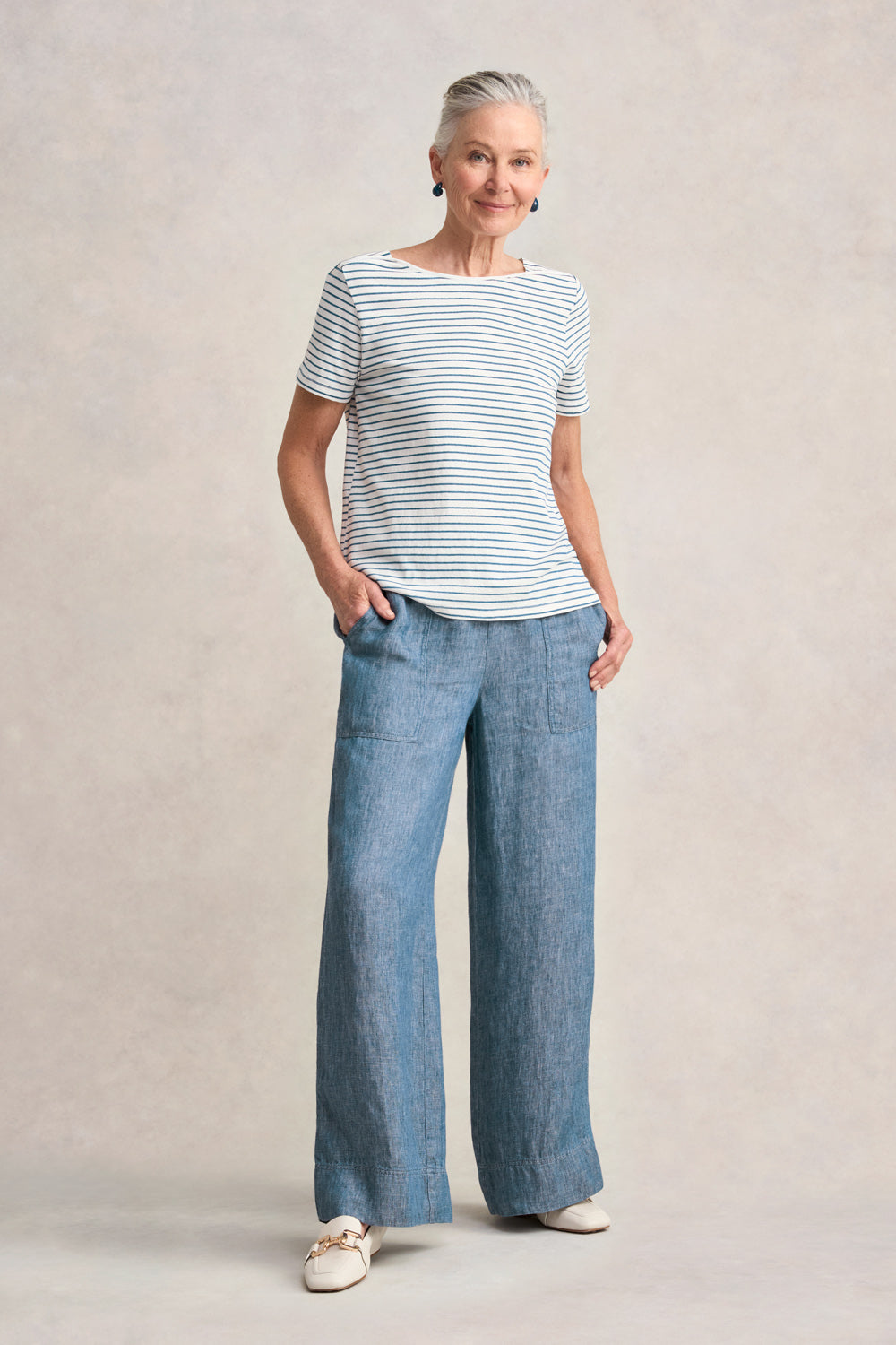 Stripe Bateau T-Shirt - Indigo Stripe