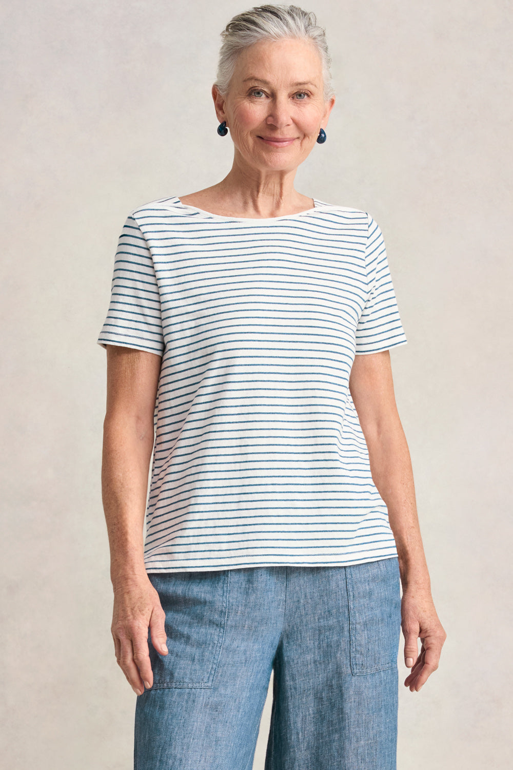 Stripe Bateau T-Shirt - Indigo Stripe