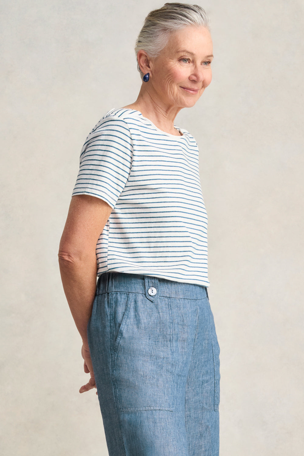 Stripe Bateau T-Shirt - Indigo Stripe