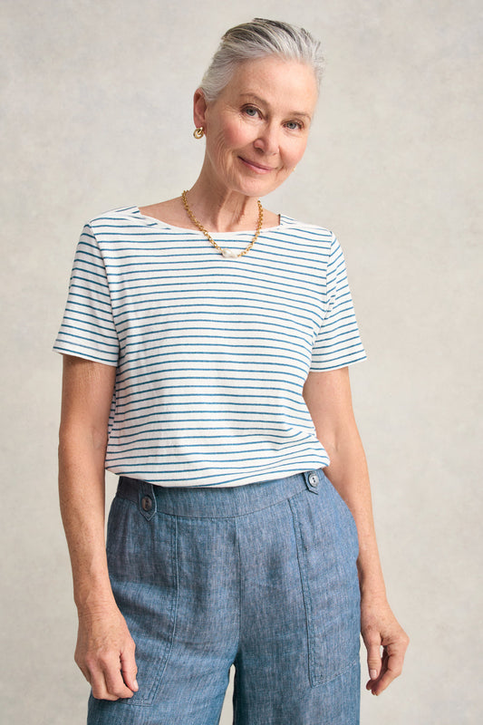 Stripe Bateau T-Shirt - Indigo Stripe