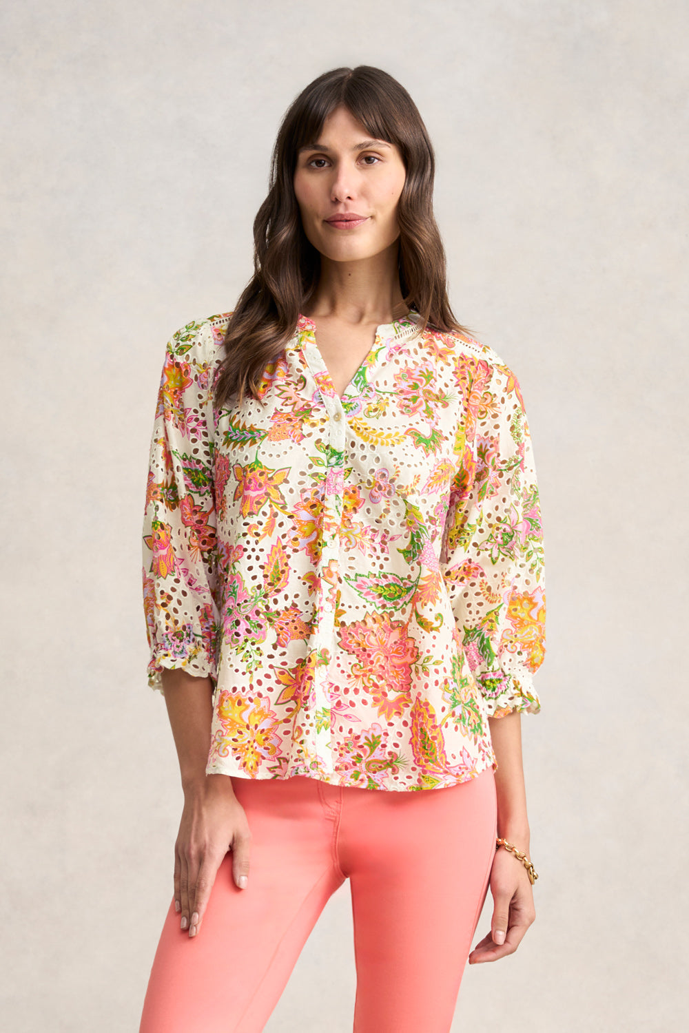 Broderie Printed Shirt - Floral White Print