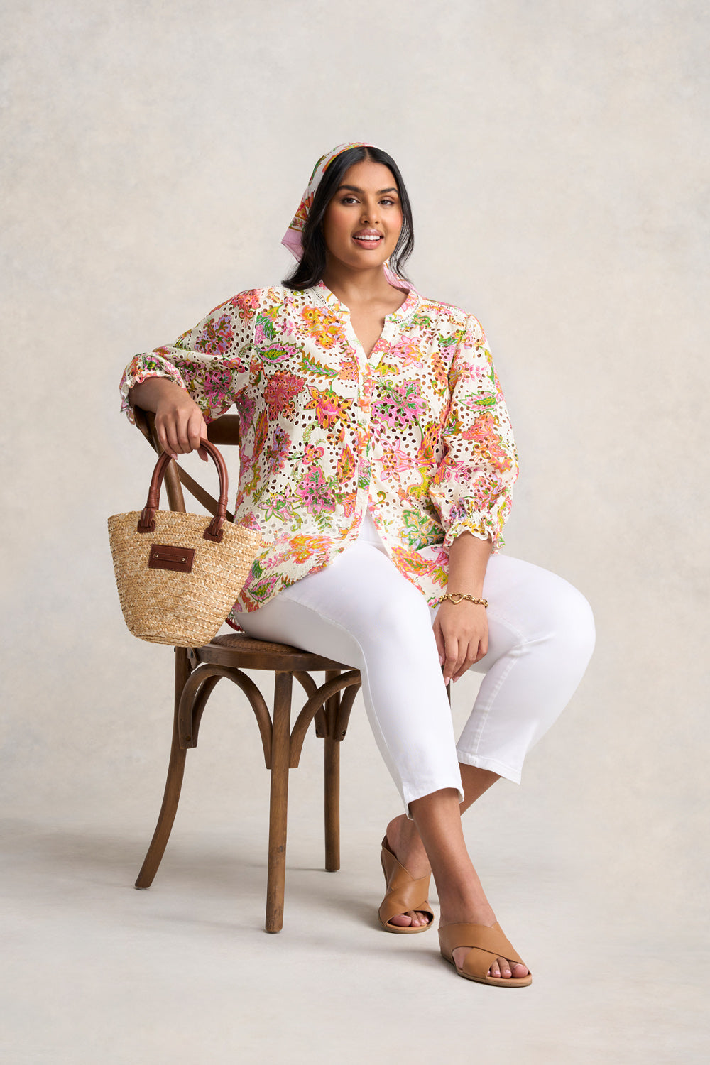 Broderie Printed Shirt - Floral White Print
