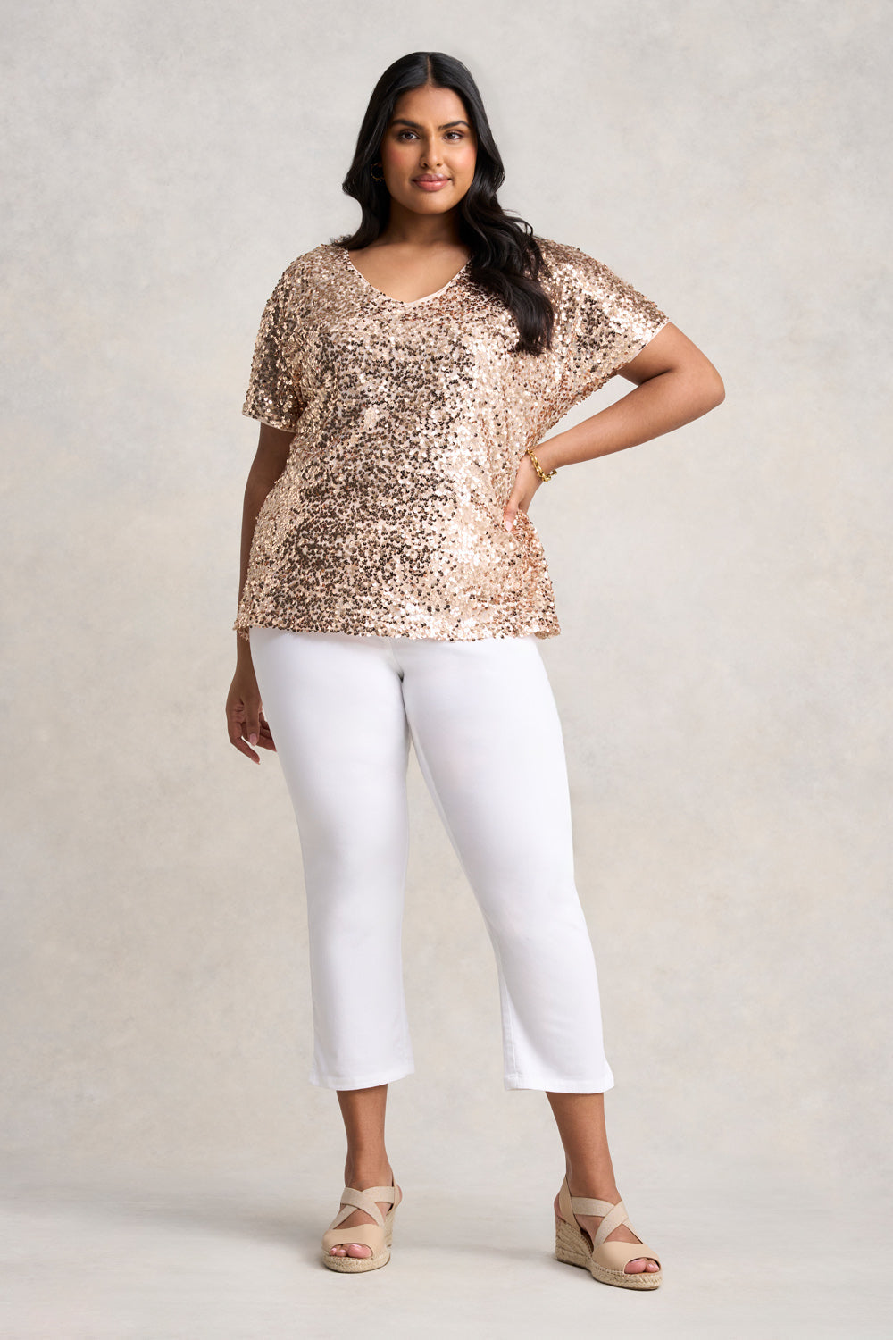 Sequin T-Shirt - Ice Gold