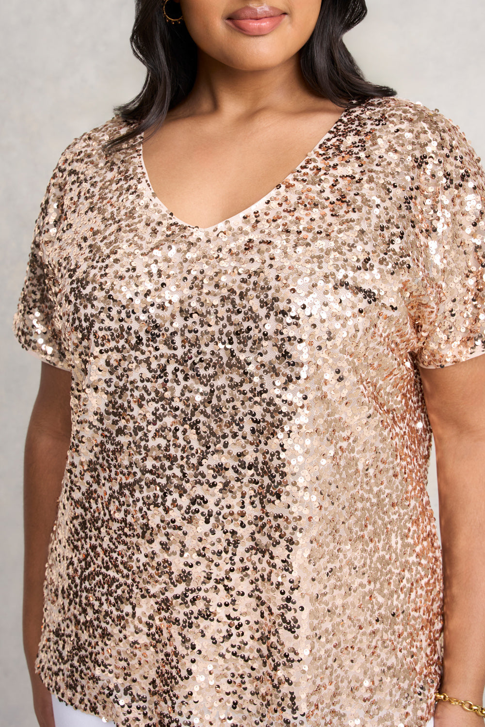 Sequin T-Shirt - Ice Gold