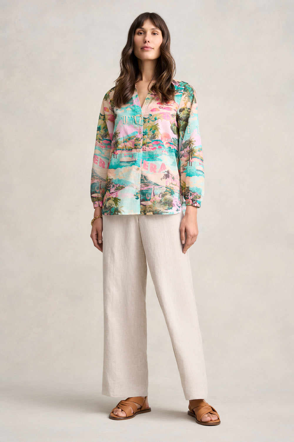 Cotton Resort Shirt - Holiday Print