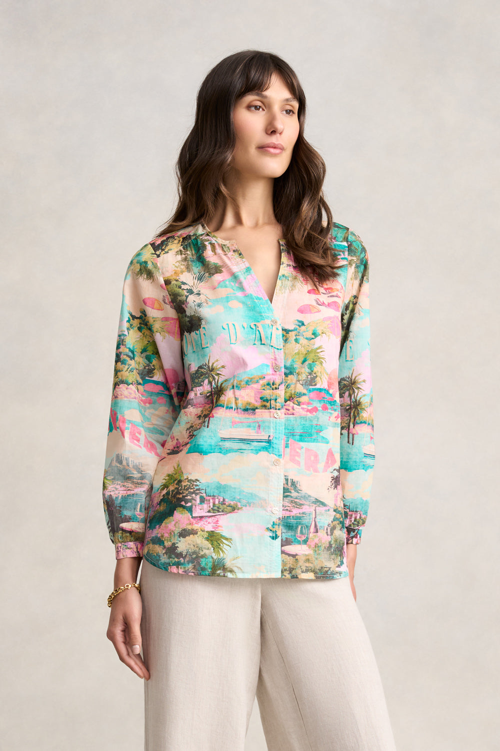 Cotton Resort Shirt - Holiday Print