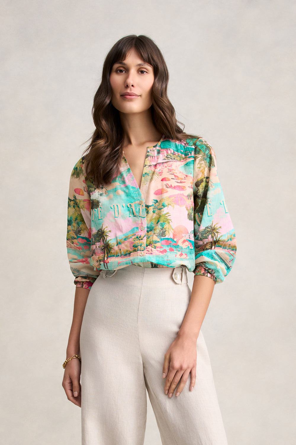 Cotton Resort Shirt - Holiday Print