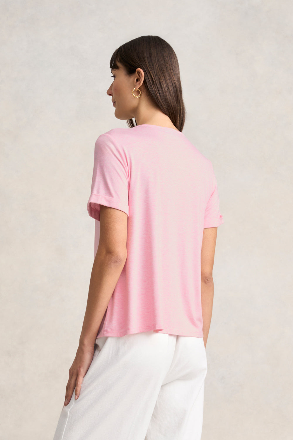 Eyelet Detail T-Shirt - Pink Marle
