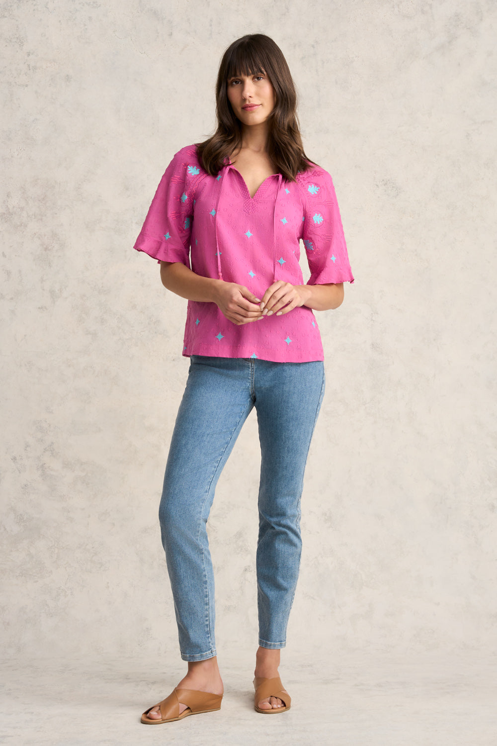 Embroidered Blouse - Rose Fuchsia