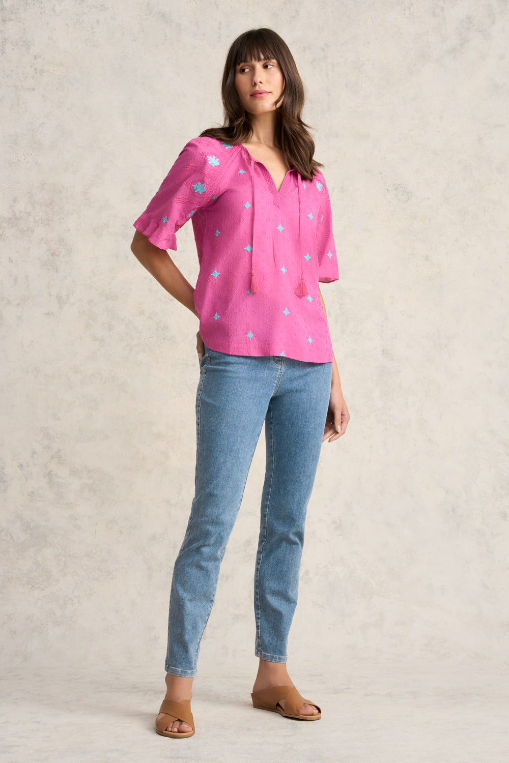 Embroidered Blouse - Rose Fuchsia